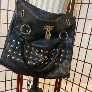 Large Black and Gold studded bag